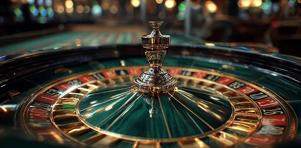 European roulette wheel spinning at casino CrownGreen